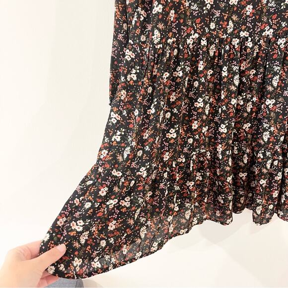 Altard State Long Sleeve Mini Dress Black with Floral Print Women’s size S - Picture 2 of 9